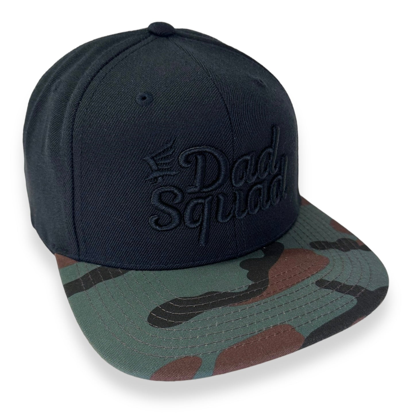 Dad Squad Flat Bill Cap - Black/Camo