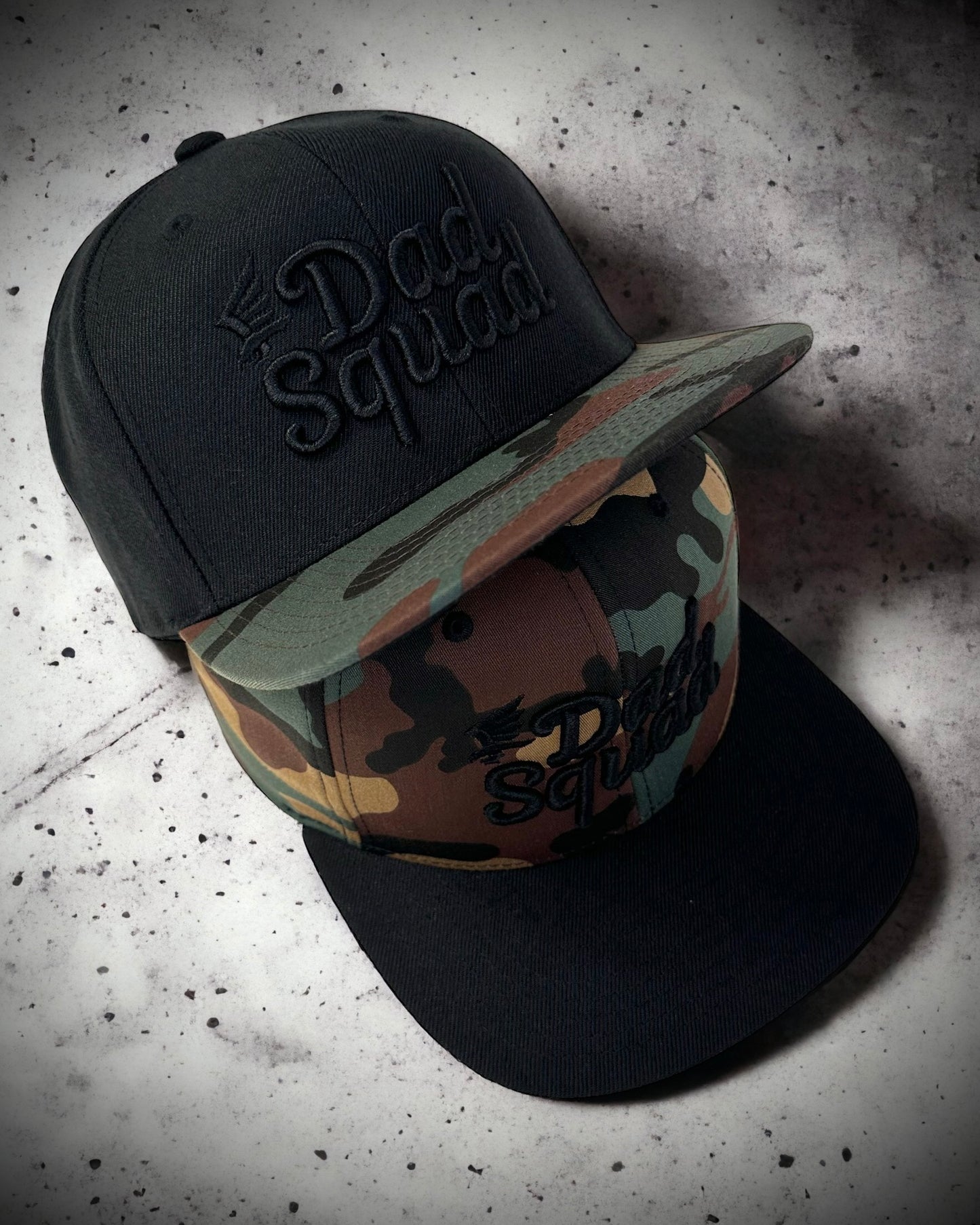 Dad Squad Flat Bill Cap - Black/Camo
