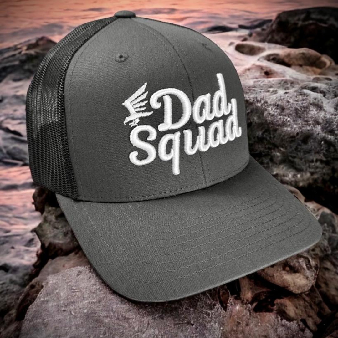 Dad Squad Mid Rise Trucker Cap - Charcoal