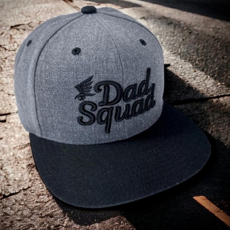 Dad Squad Flat Bill Cap - Charcoal/Black