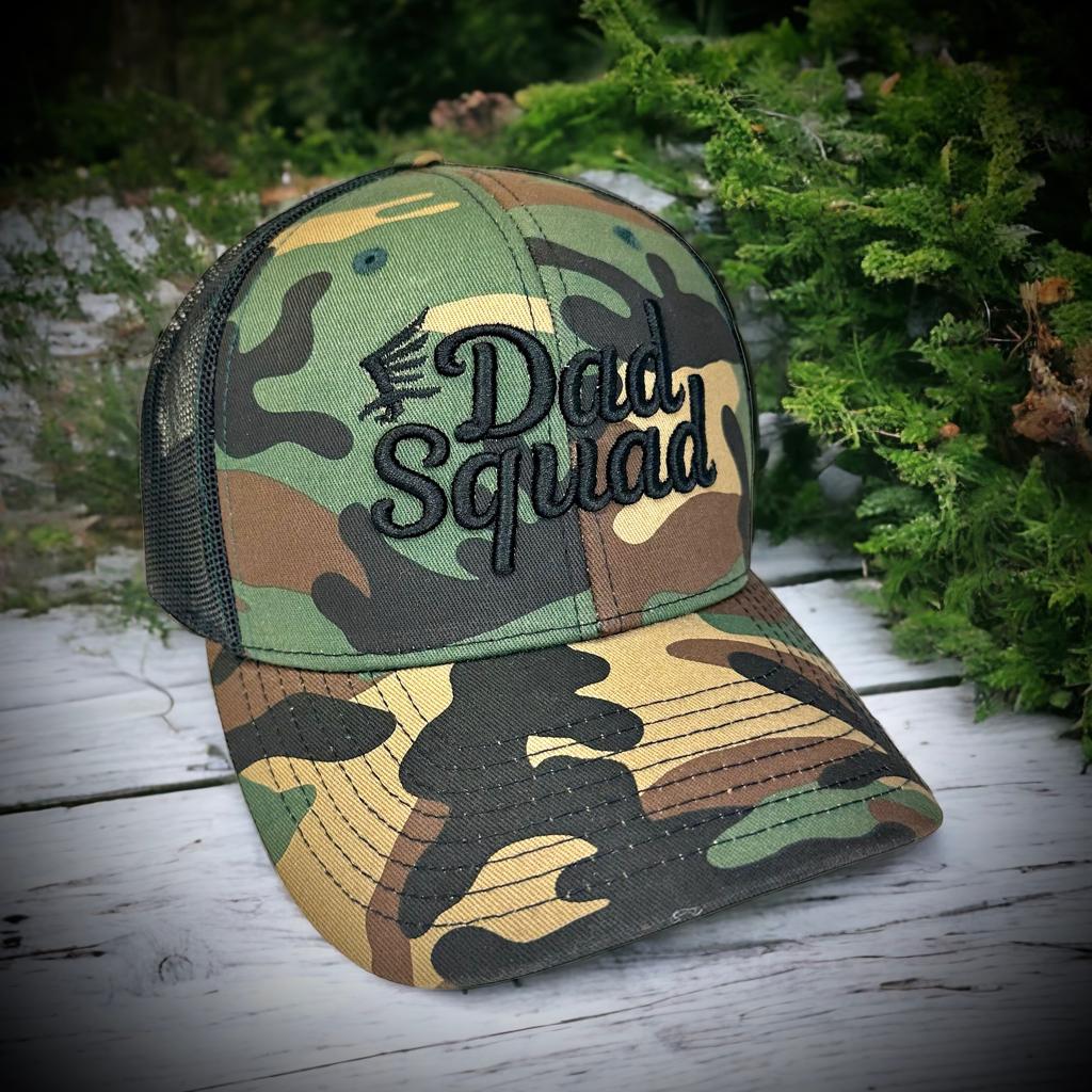 Dad Squad Trucker Hat - Woodland Camo