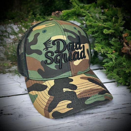 Dad Squad Trucker Hat - Woodland Camo