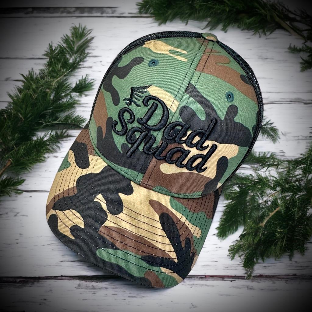 Dad Squad Trucker Hat - Woodland Camo