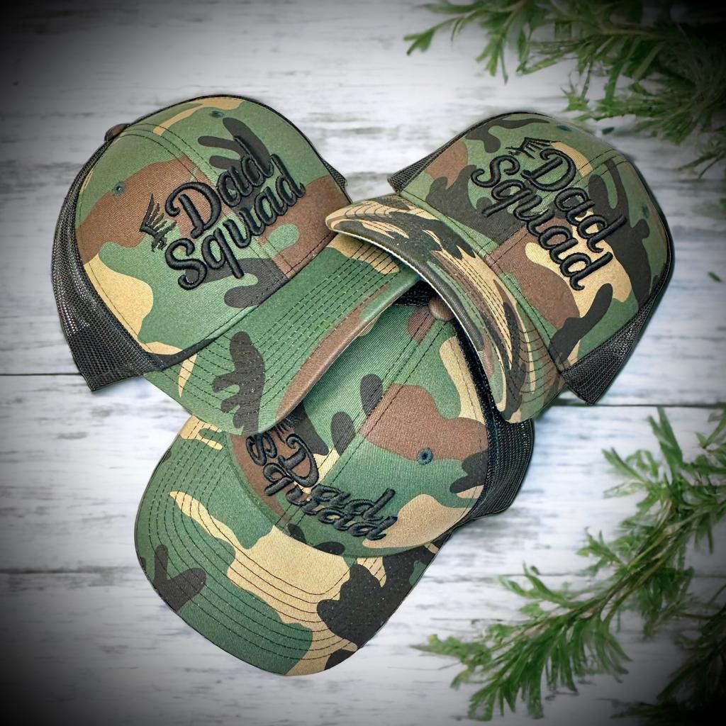 Dad Squad Trucker Hat - Woodland Camo