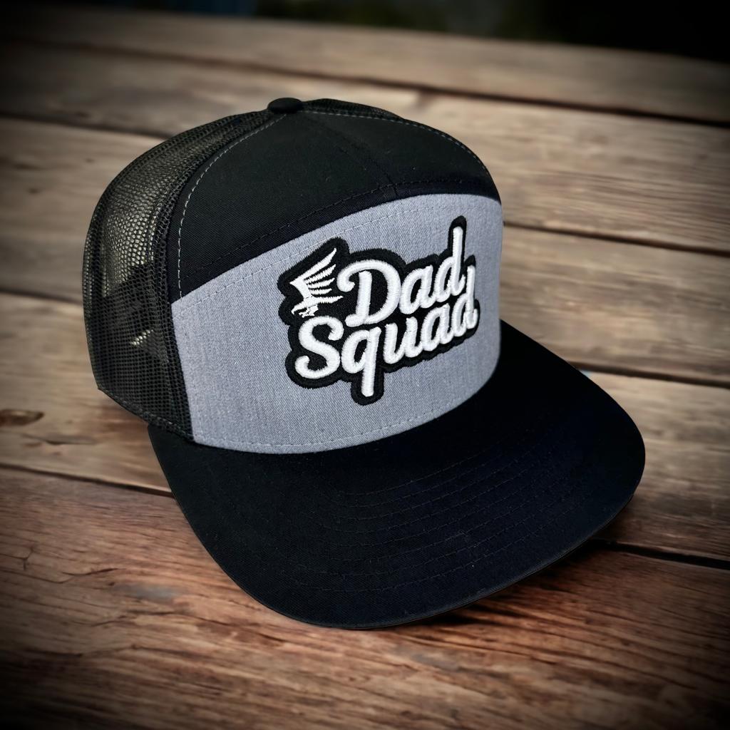 Dad Squad 7 Panel Flat Bill Trucker Hat - Camo