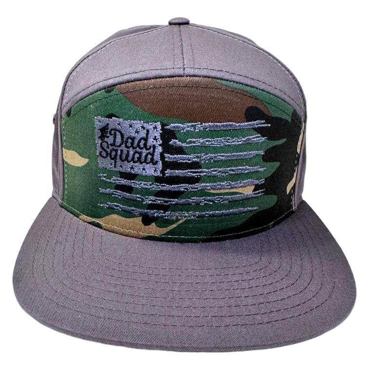 Dad Squad 7 Panel Flat Bill Hat - Char Camo