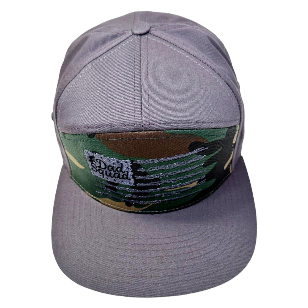 Dad Squad 7 Panel Flat Bill Hat - Char Camo
