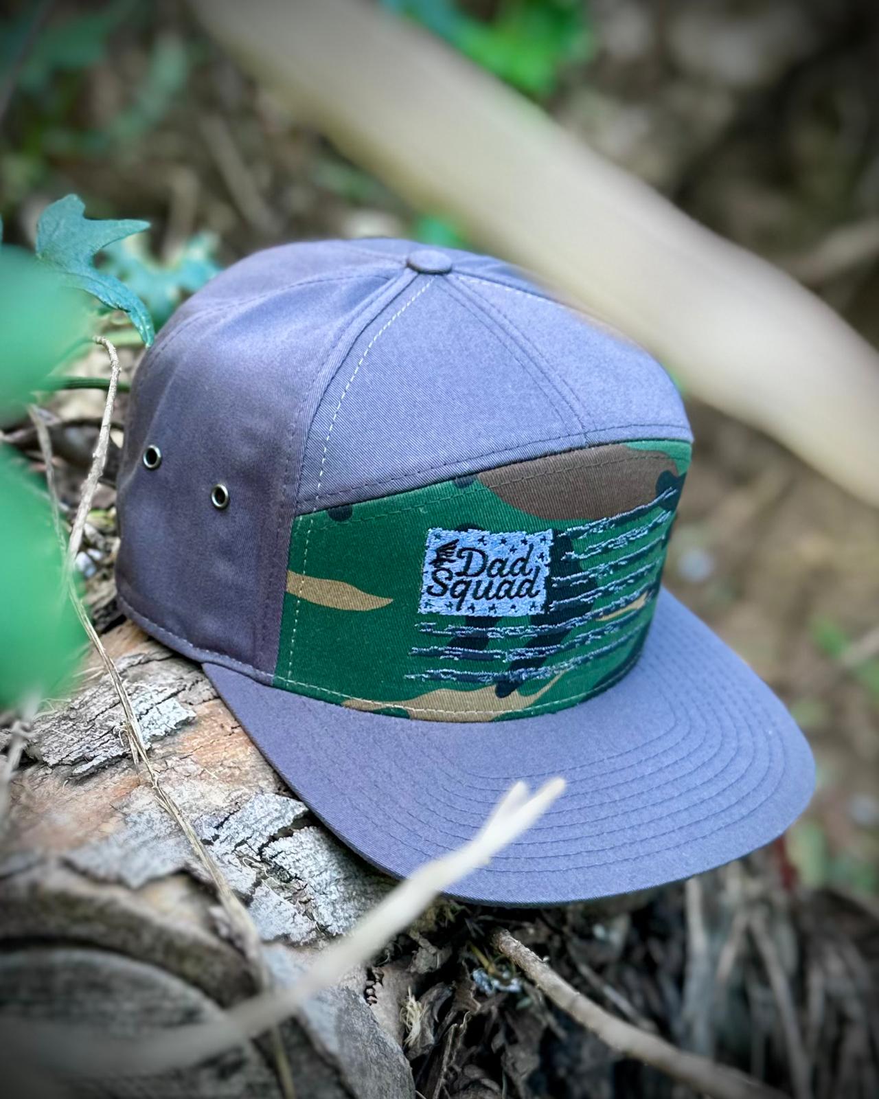 Dad Squad 7 Panel Flat Bill Hat - Char Camo