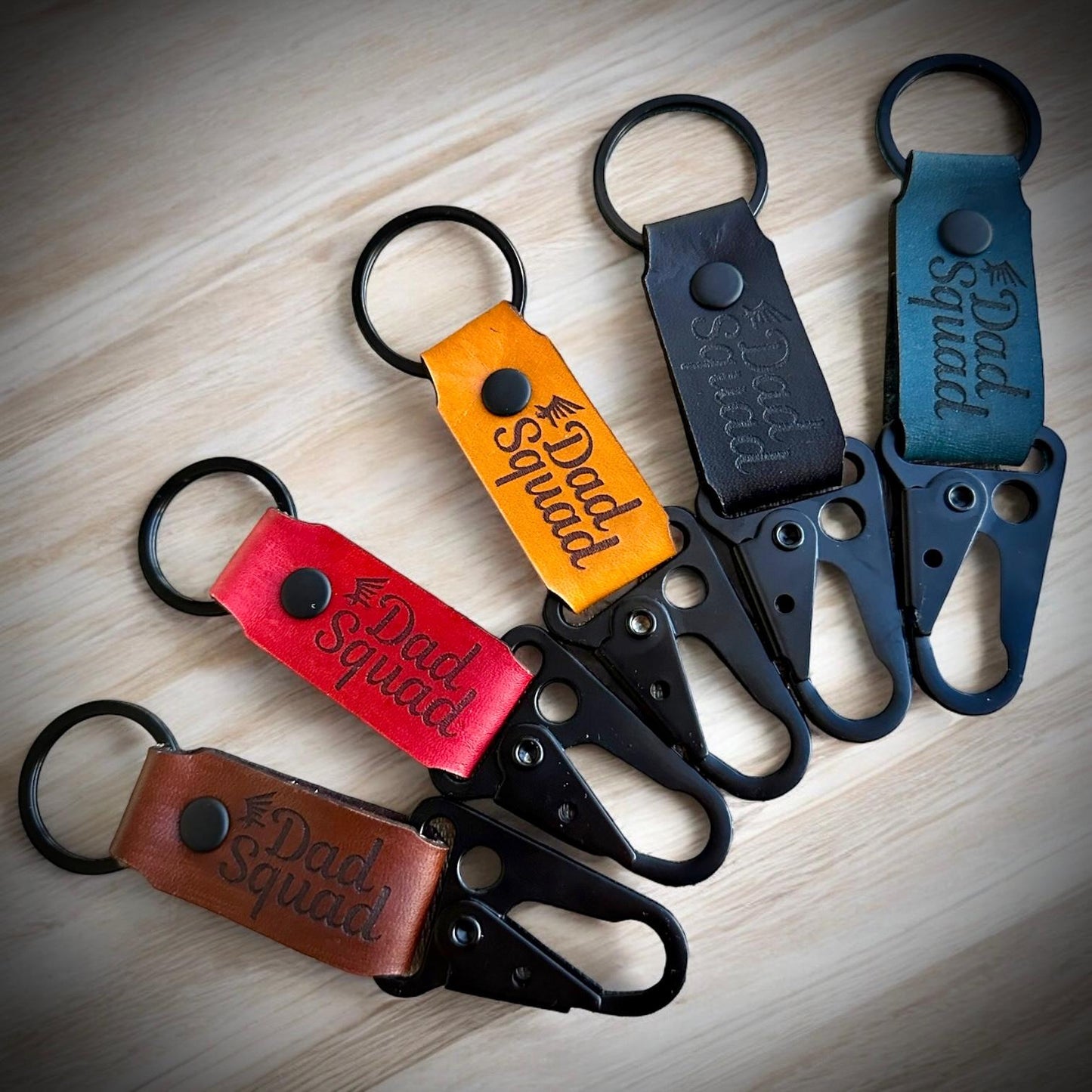 Dad Squad Leather Keychain