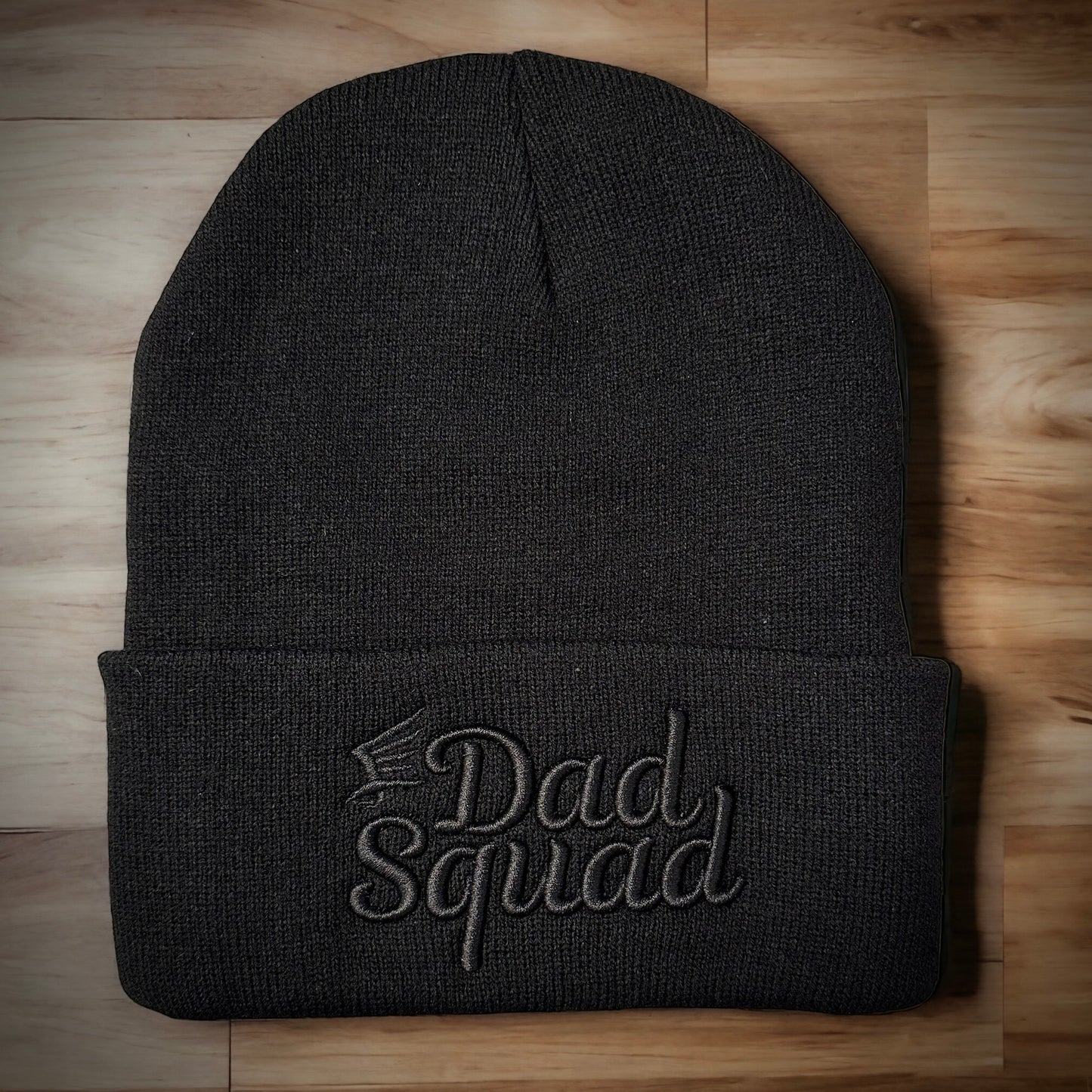Dad Squad Knit Beanie - Black/Black