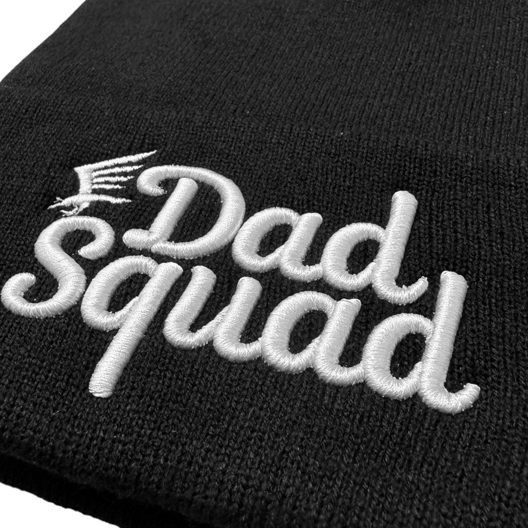 Dad Squad Knit Beanie - Black/White