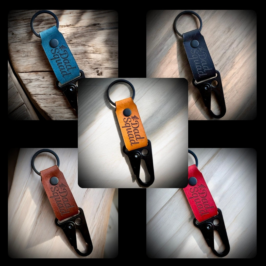 Dad Squad Leather Keychain