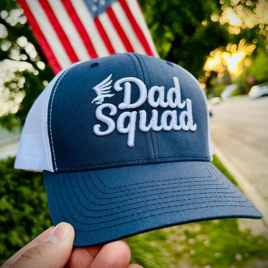 Dad Squad Mid Rise Trucker Cap - Navy/White
