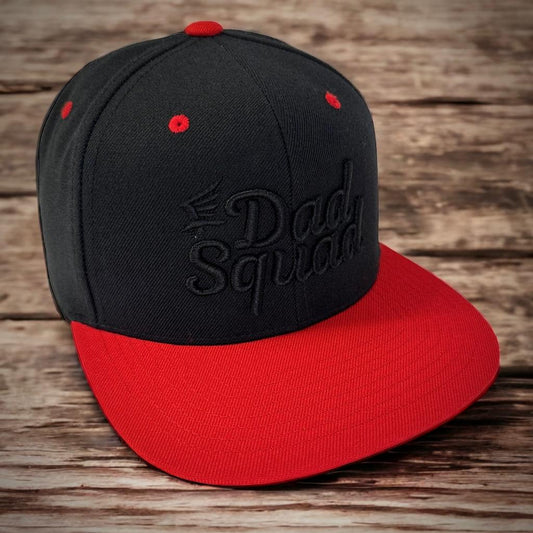 Dad Squad Flat Bill Hat - Black/Red