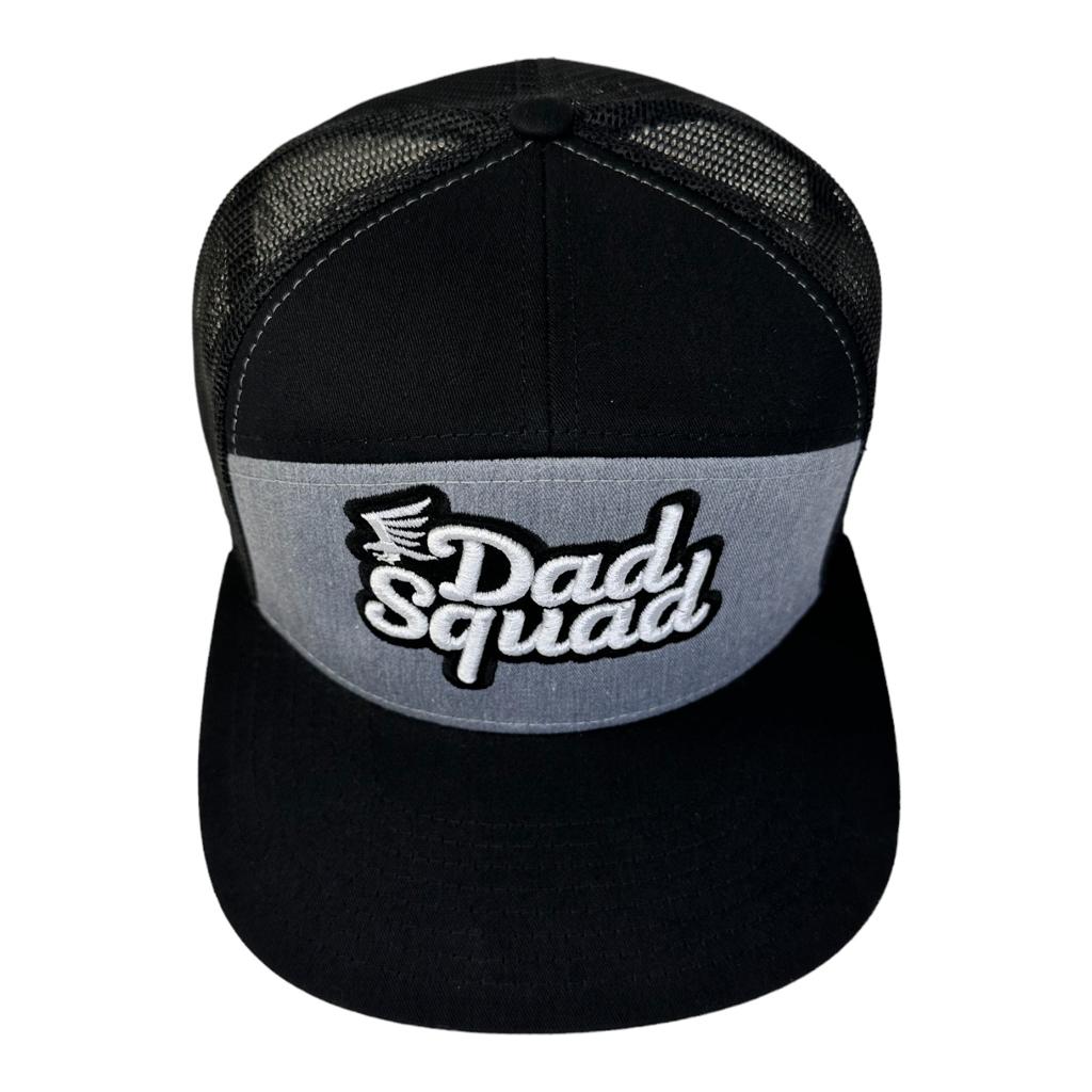 Dad Squad 7 Panel Flat Bill Trucker Hat - Grey