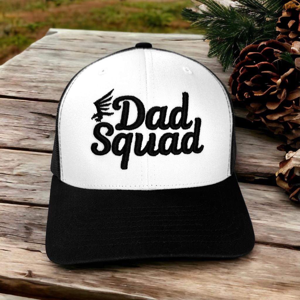 Dad Squad Mid Rise Trucker Cap - White/Black