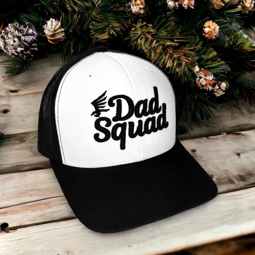 Dad Squad Mid Rise Trucker Cap - White/Black