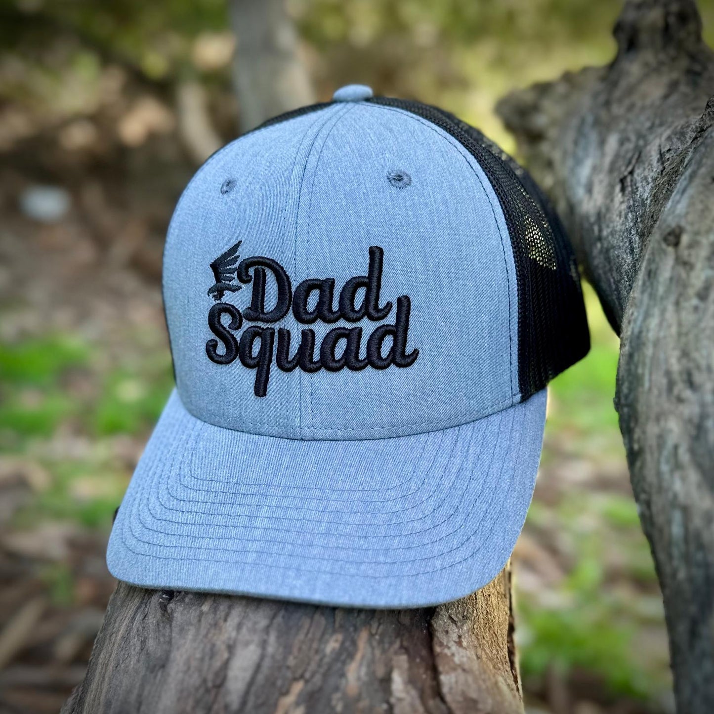 Dad Squad Mid Rise Trucker Cap - Heather/Black