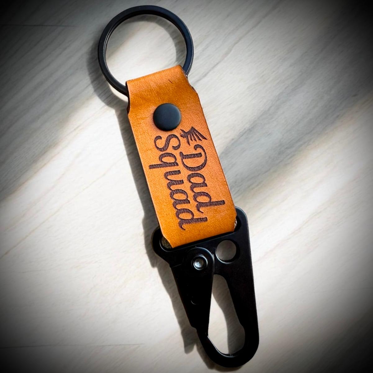 Dad Squad Leather Keychain