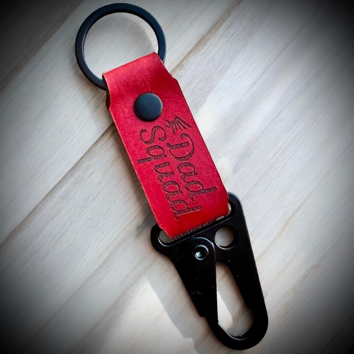 Dad Squad Leather Keychain