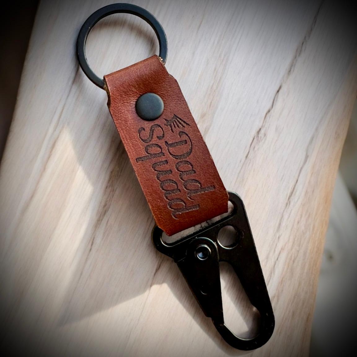 Dad Squad Leather Keychain