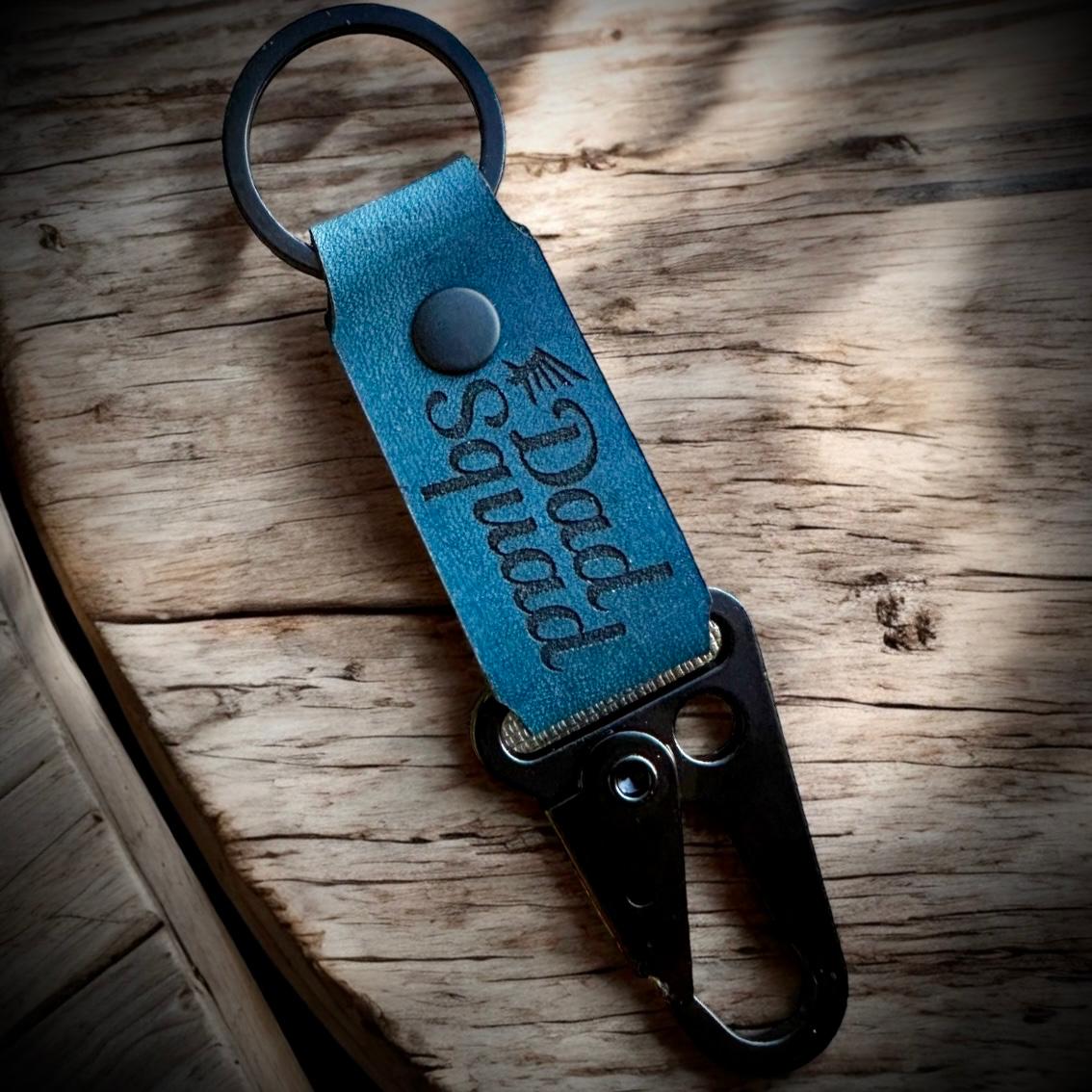 Dad Squad Leather Keychain