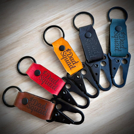 Dad Squad Leather Keychain