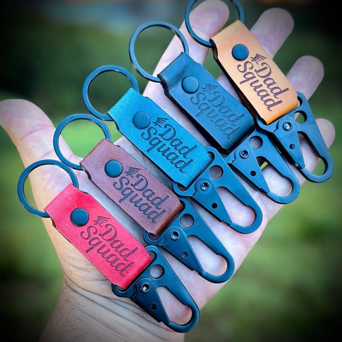 Dad Squad Leather Keychain