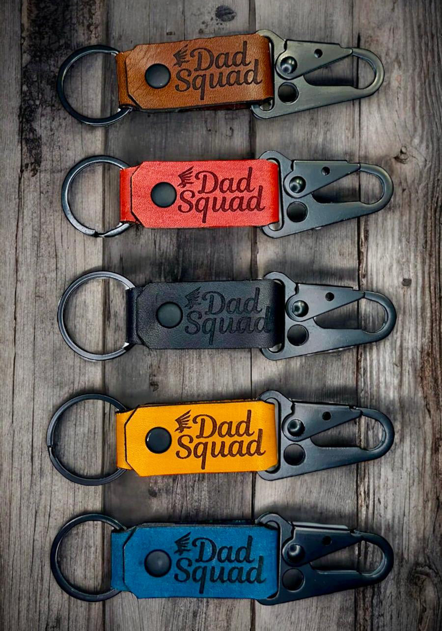 Dad Squad Leather Keychain