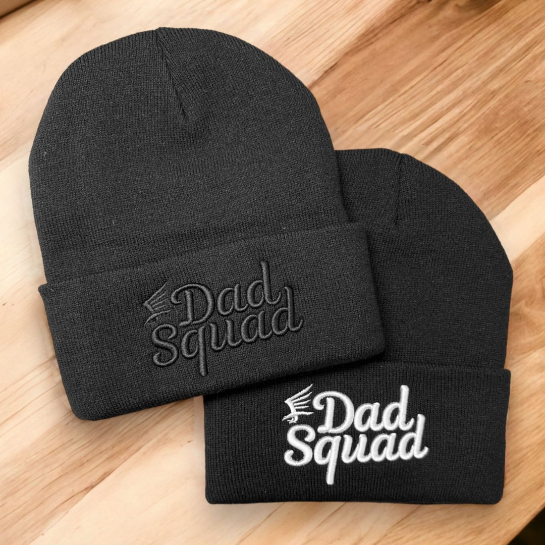 Dad Squad Knit Beanie - Black/White