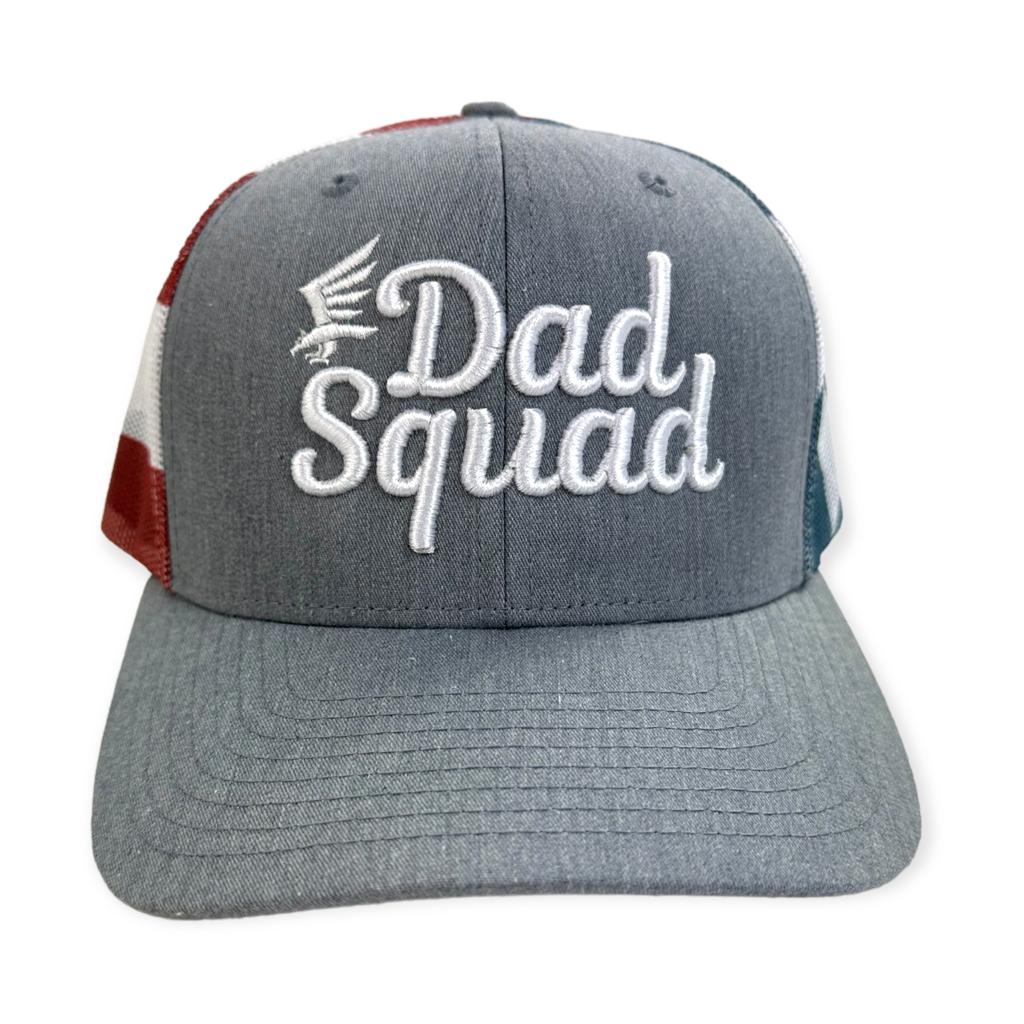 Dad Squad Trucker Hat - Grey/Flag