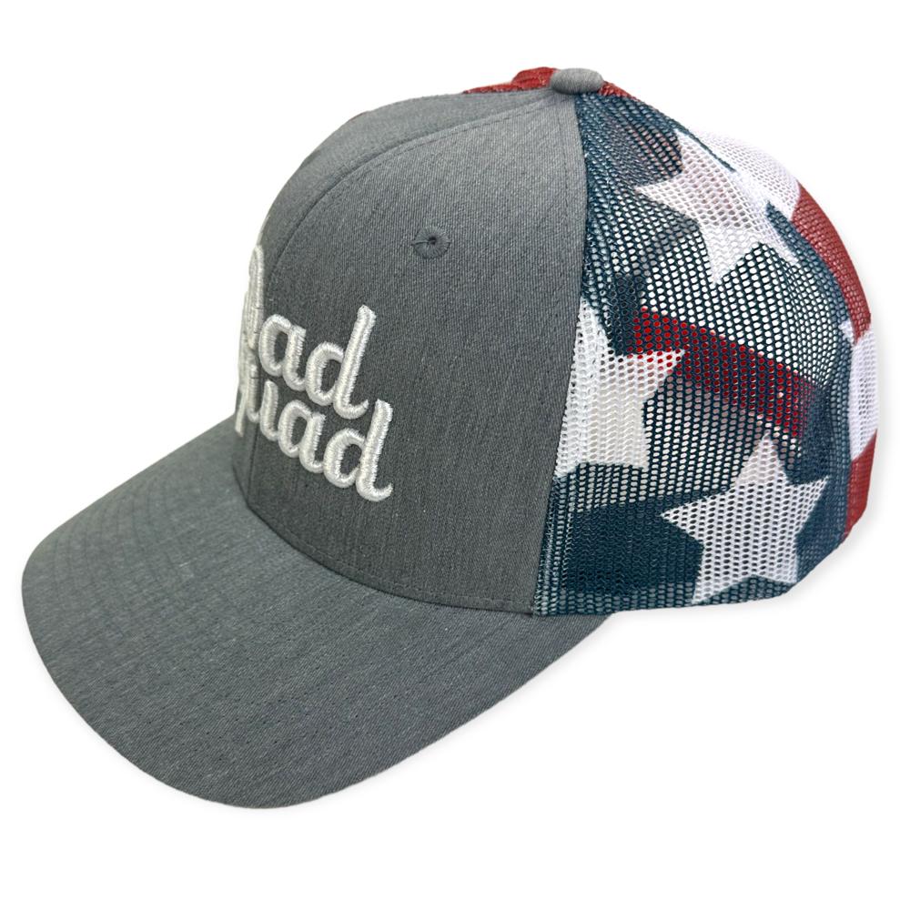 Dad Squad Trucker Hat - Grey/Flag