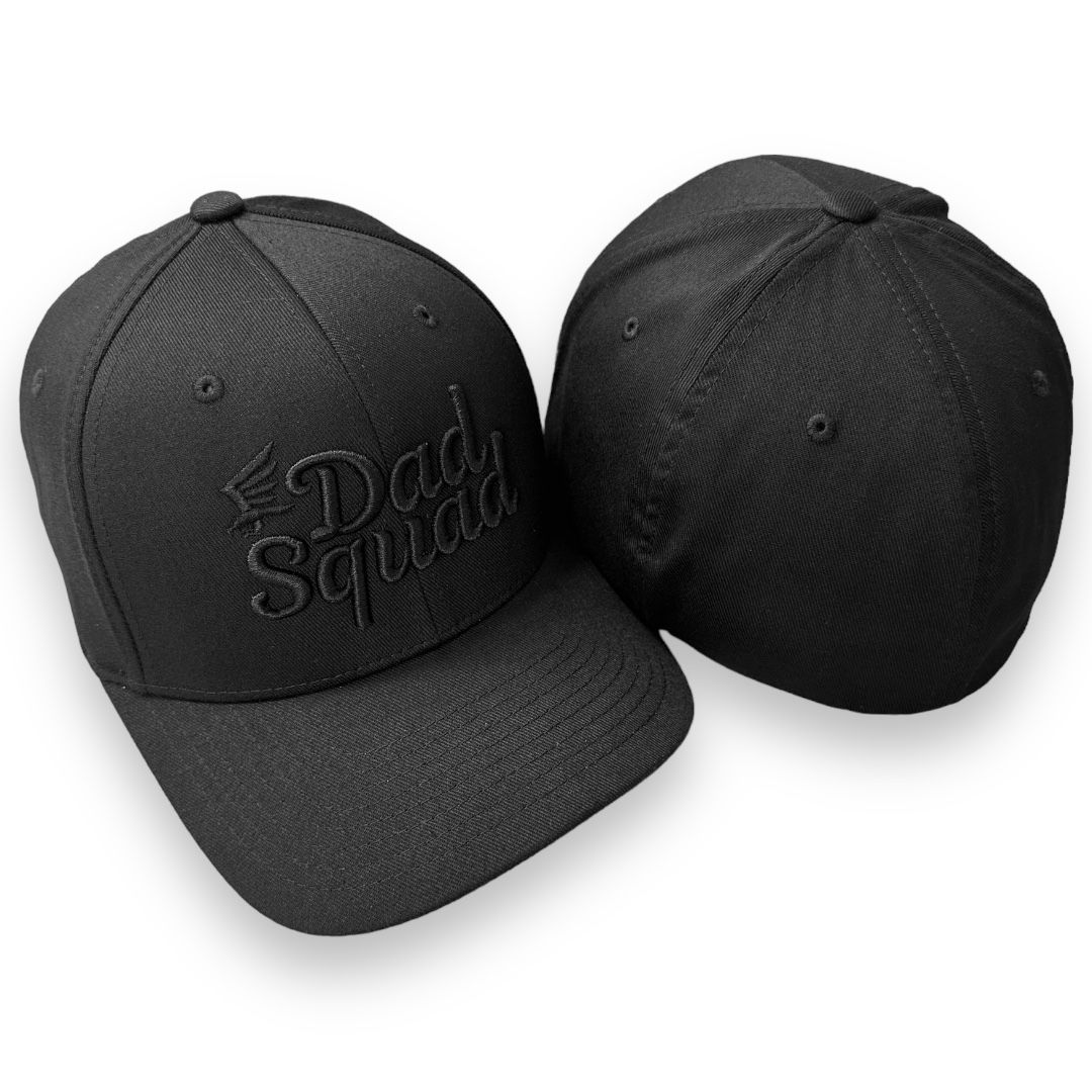Dad Squad Mid Rise Flexfit® Cap - Black/Black