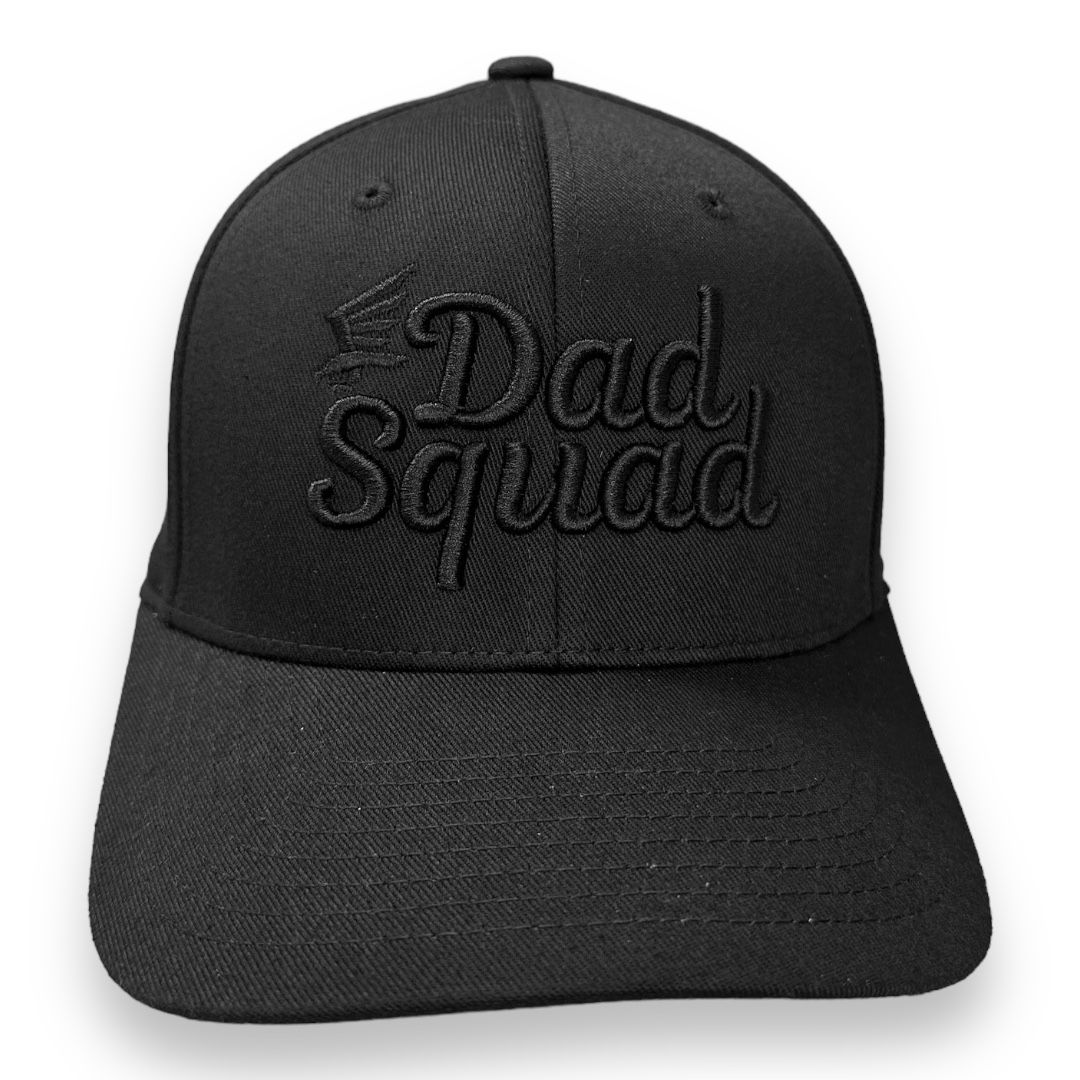 - Squad Flexfit® Mid Rise Black/Black Gear Cap Dad Squad – Dad