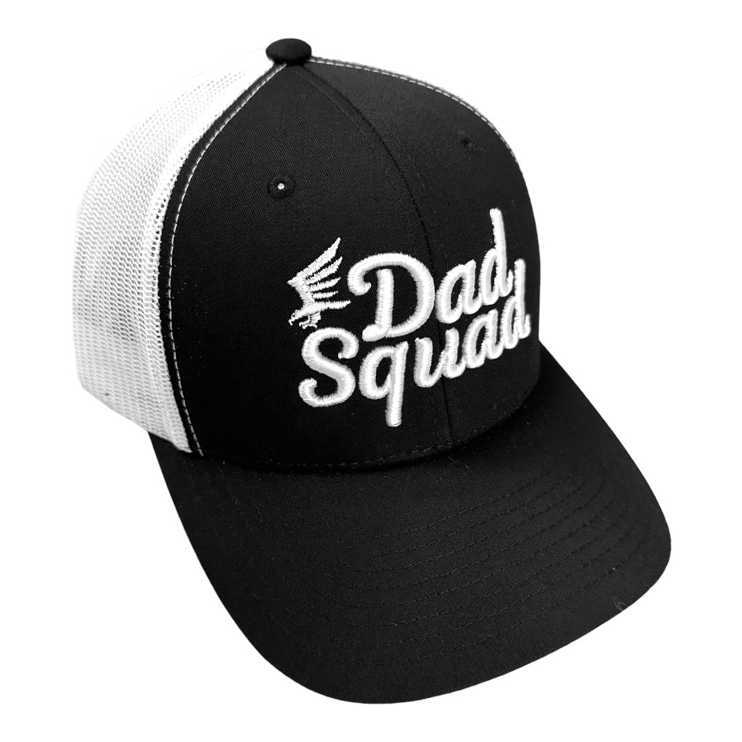 Dad Squad Mid Rise Trucker Cap - Black/White