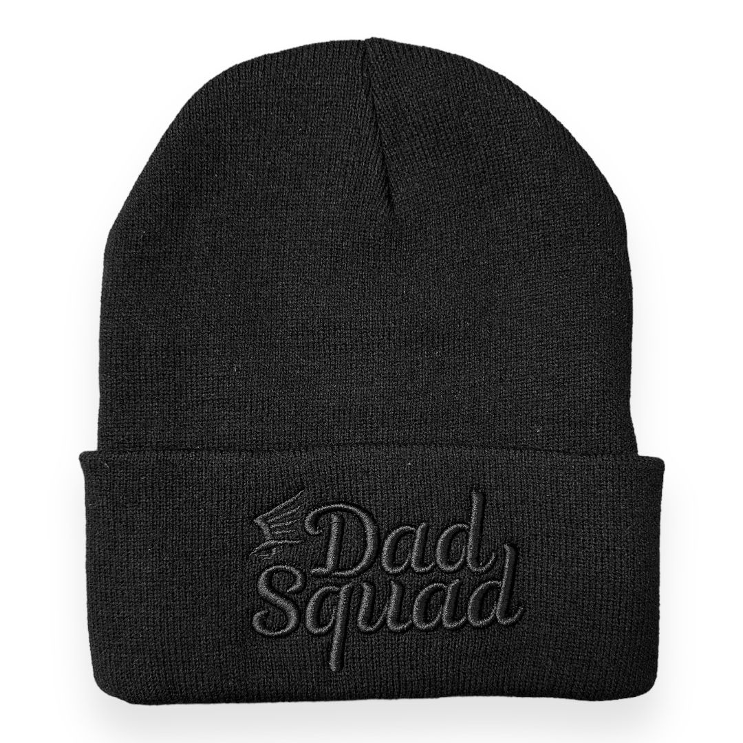 Dad Squad Knit Beanie - Black/Black